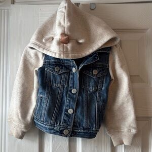 Kids Denim and Cream Hooded Unicorn Jacket